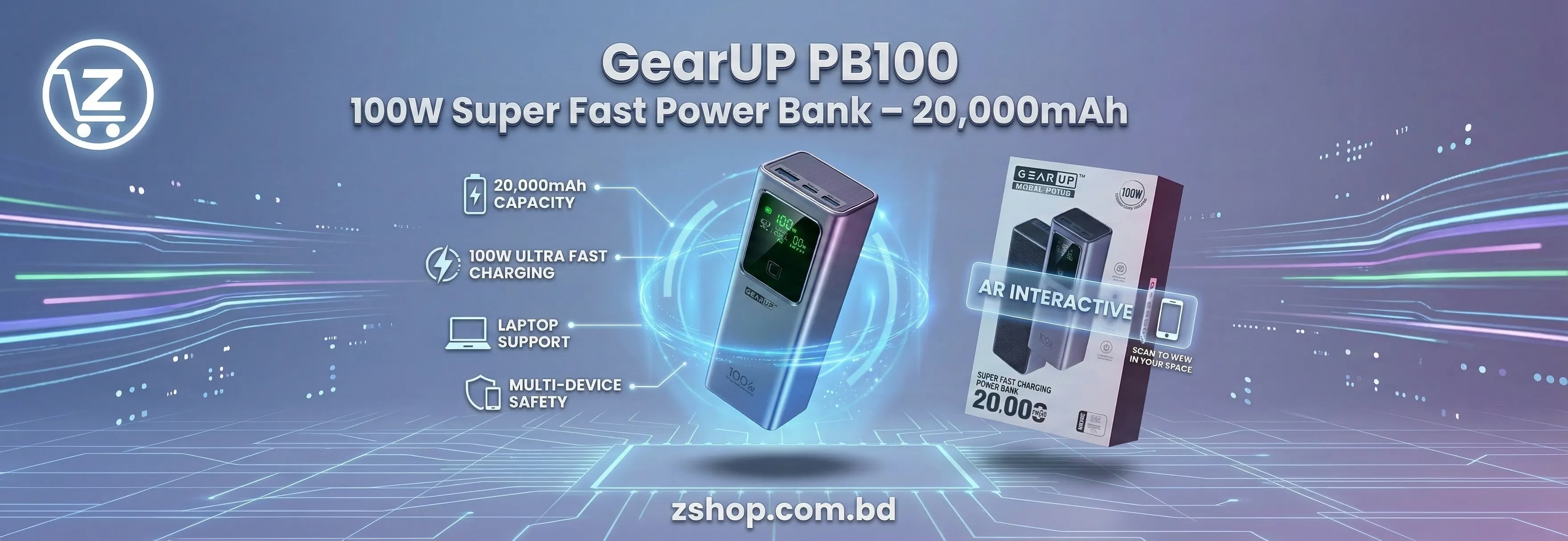GearUP PB100 100W Super Fast Power Bank â€“ 20,000mAh