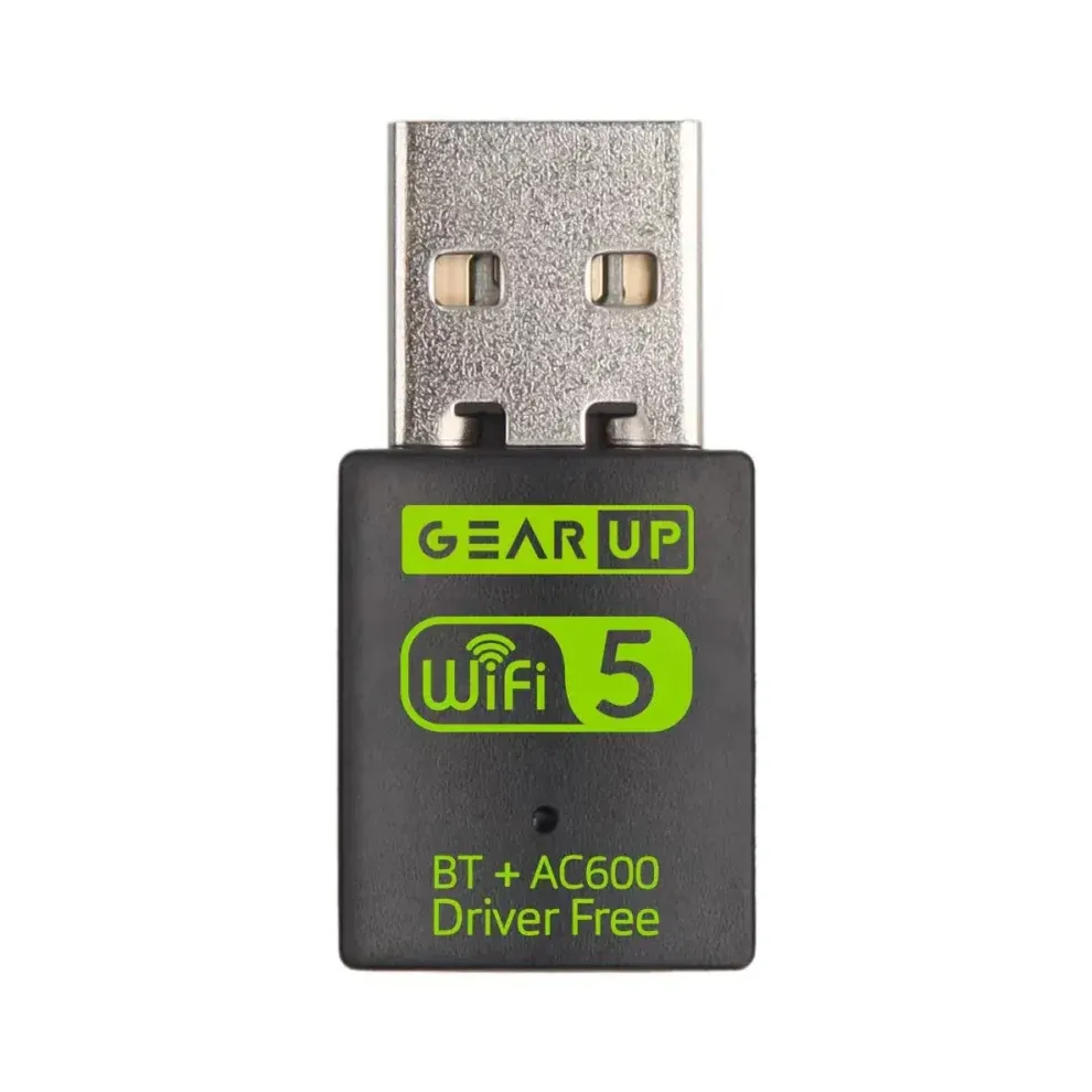 GearUP 600Mbps Dual Band WiFi + Bluetooth Adapter For Windows PC/Laptop
